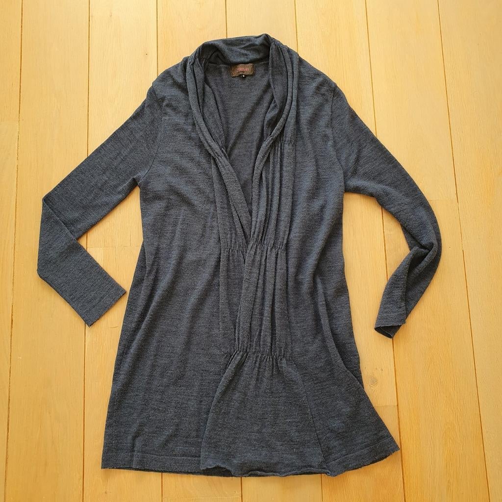 Grijsblauw lang gilet Melvin maat medium, Ophalen of Verzenden, Gedragen