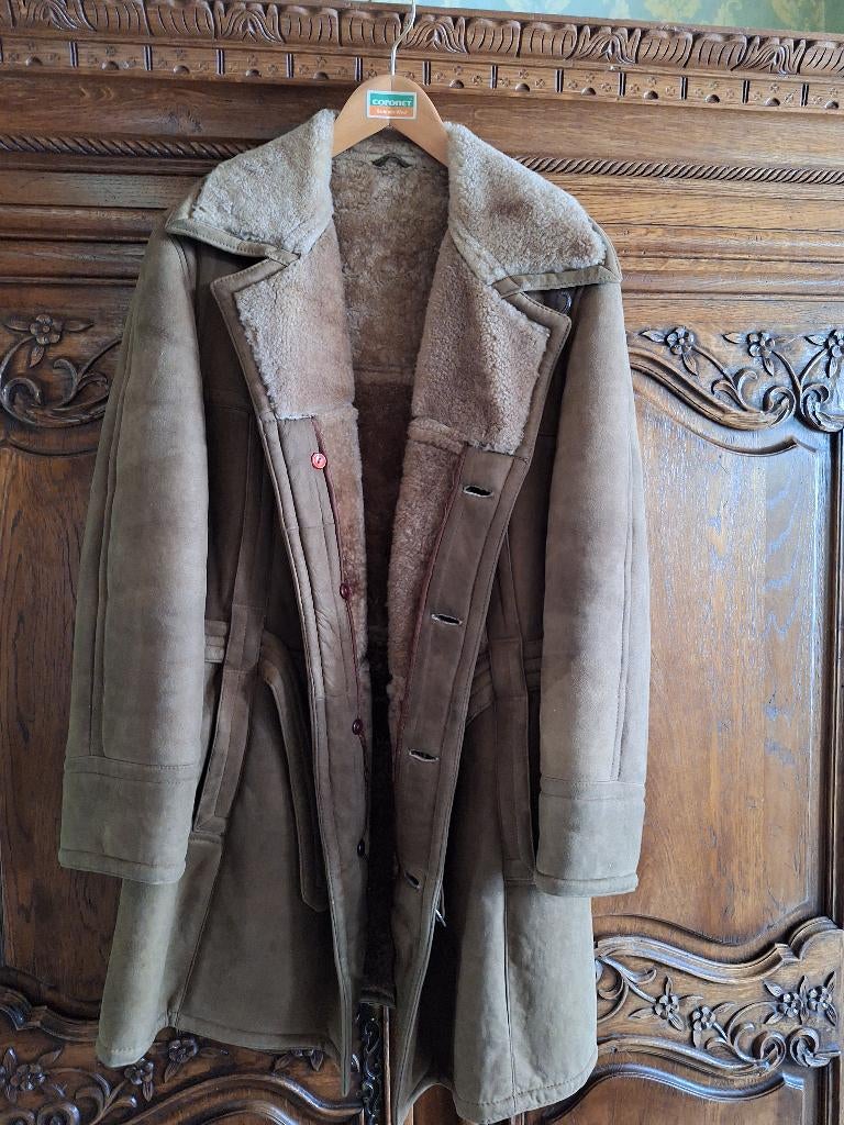Long Manteau en mouton retourné pour homme taille L, Enlèvement, Comme neuf, Taille 52/54 (L), Brun