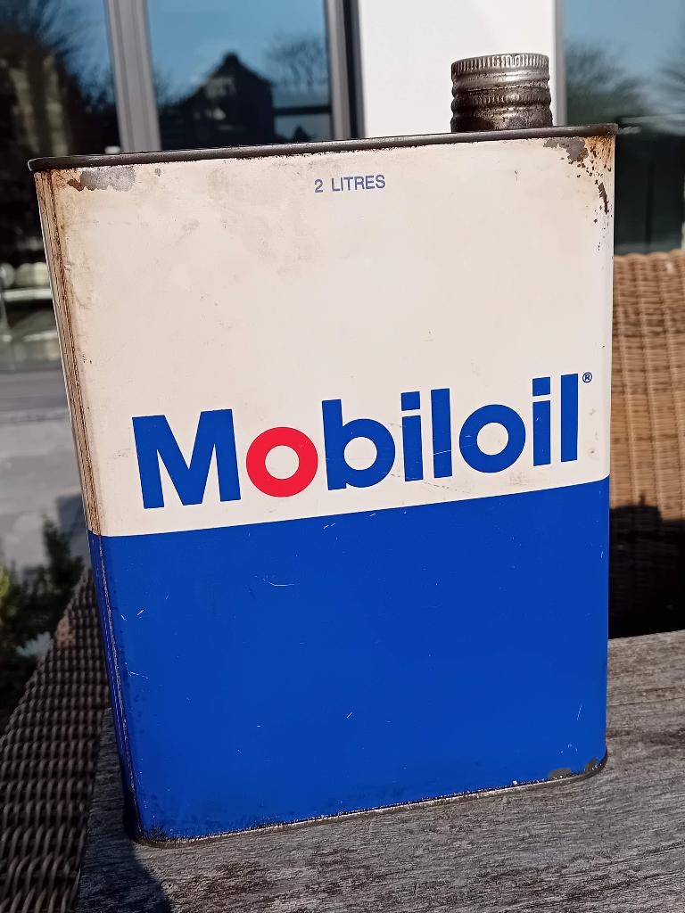 vintage olieblik Mobiloil, Ophalen of Verzenden, Zo goed als nieuw