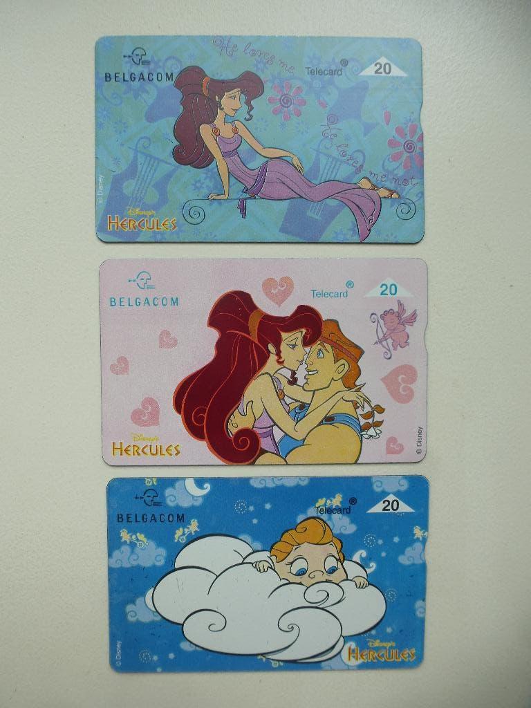 3 cartes  HERCULES DISNEY Belgacom telecard, Enlèvement ou Envoi