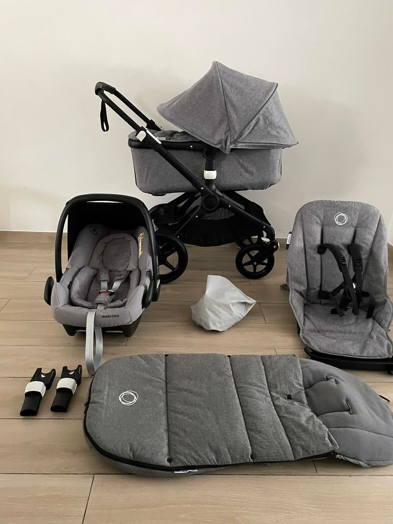 Bugaboo Fox 2 kinderwagen Mélangé/Black 3-in-1 Complete, Ophalen of Verzenden, Zo goed als nieuw, W, Maxi-Cosi