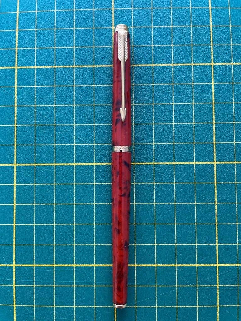 Parker 180 Jasper Red 18k F nib fountain pen, Enlèvement ou Envoi, Parker