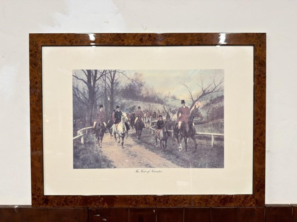 Oude Engelse prent in notenhouten lijst, Antiek en Kunst, Ophalen