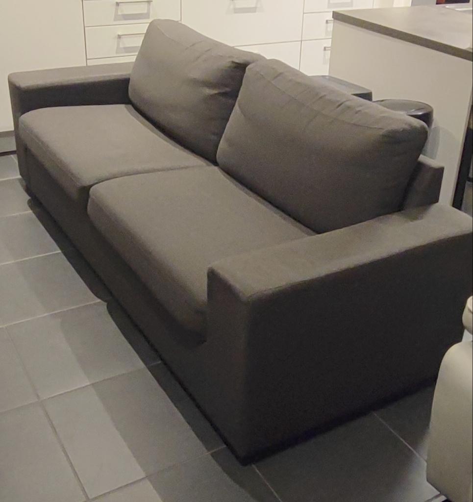 2-zit zetel antraciet, Huis en Inrichting, Zetels | Zetels, Gebruikt, Tweepersoons, 75 tot 100 cm, Rechte bank