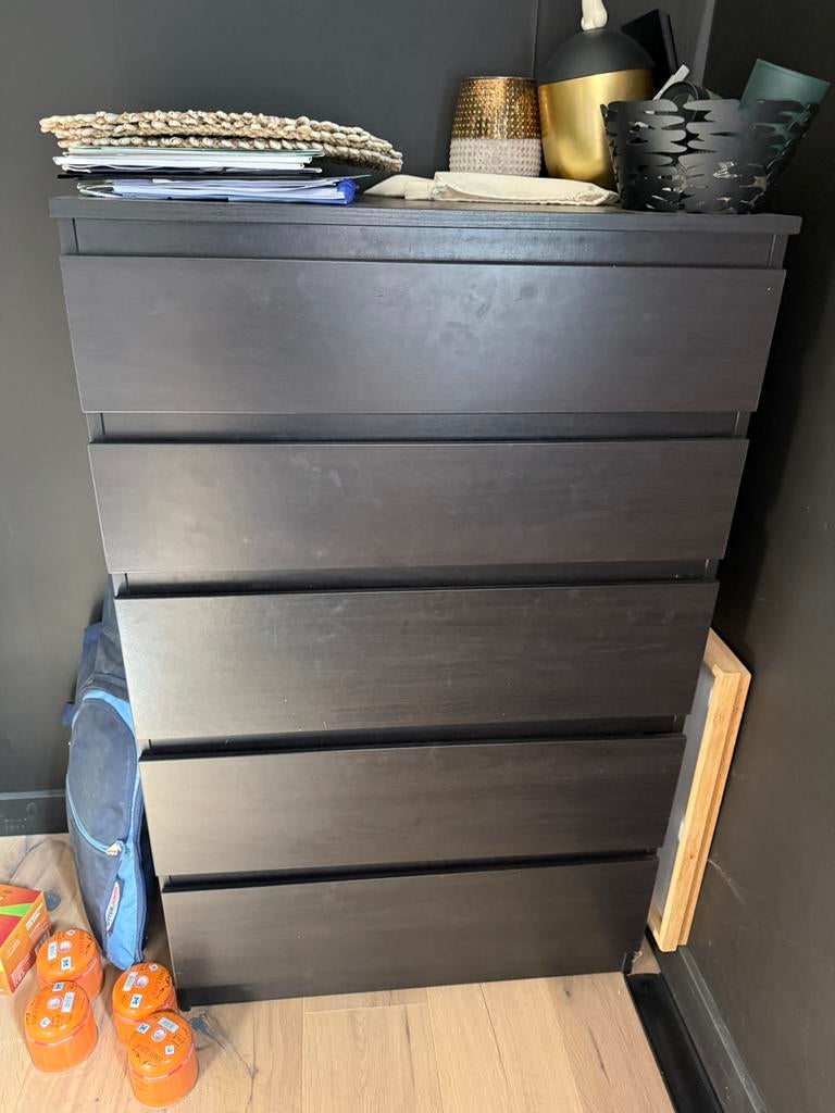 IKEA MALM ladekast – zwart/bruin, Enlèvement, Comme neuf