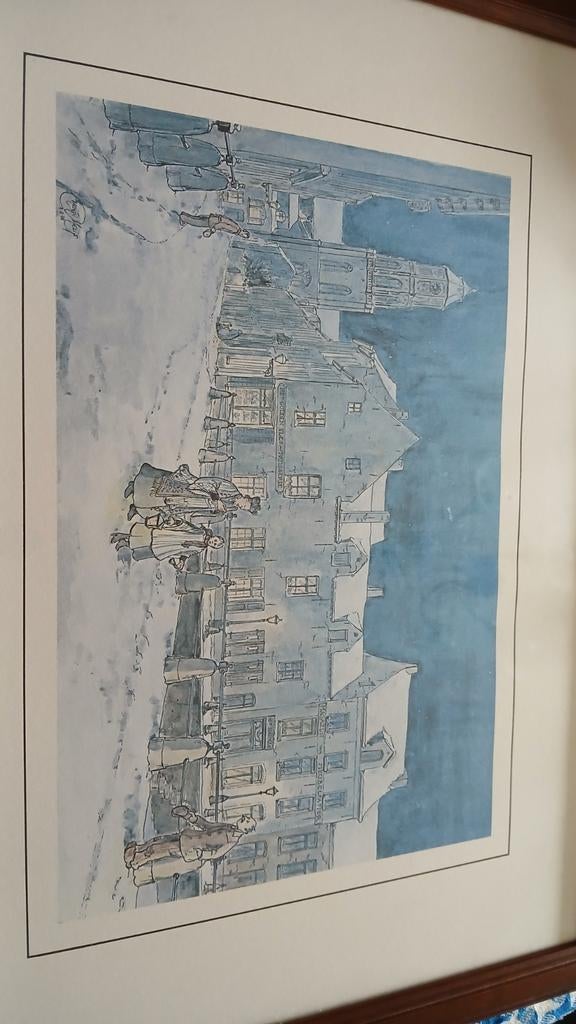 Tekening dorpsgezicht, Ophalen of Verzenden