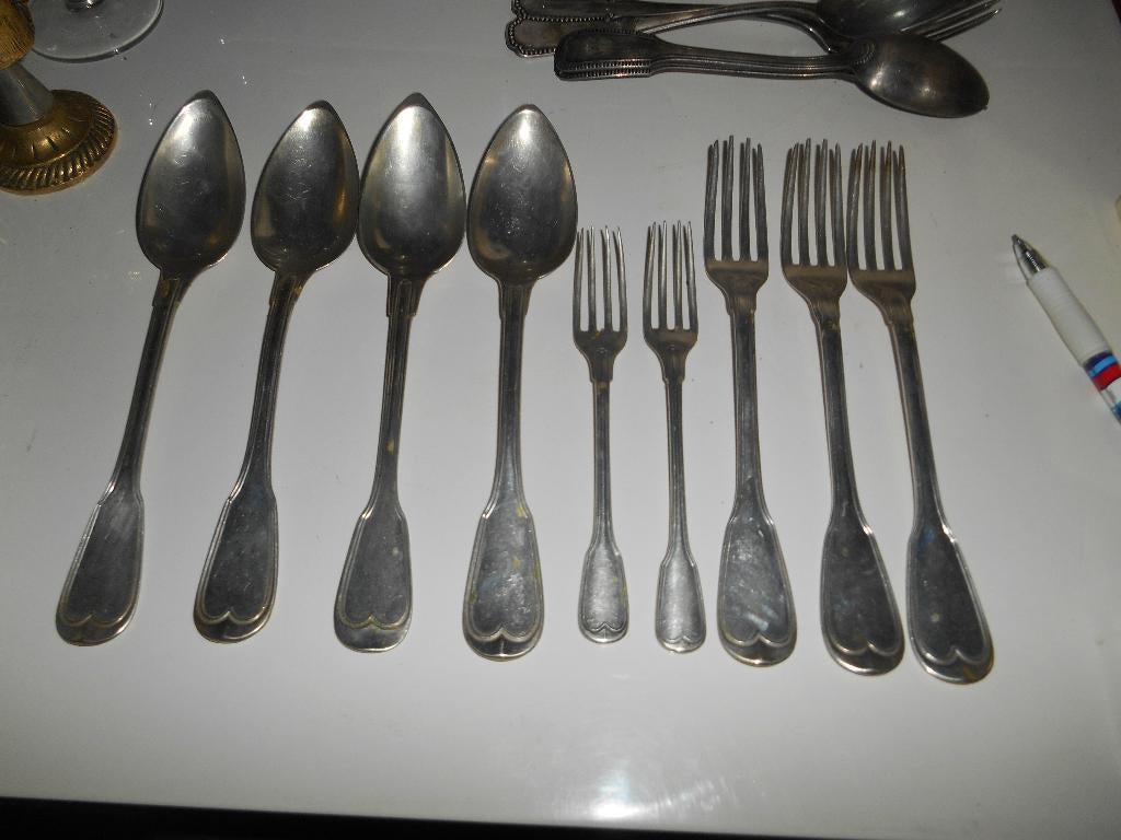 Lot de couverts en métal argenté Monogrammés, Enlèvement ou Envoi