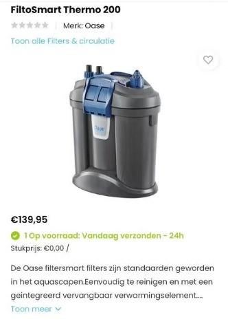 Oase, FiltoSmart Thermo 200, Dieren en Toebehoren, Vissen | Aquaria en Toebehoren, Zo goed als nieuw, Filter, Oase, Ophalen of Verzenden