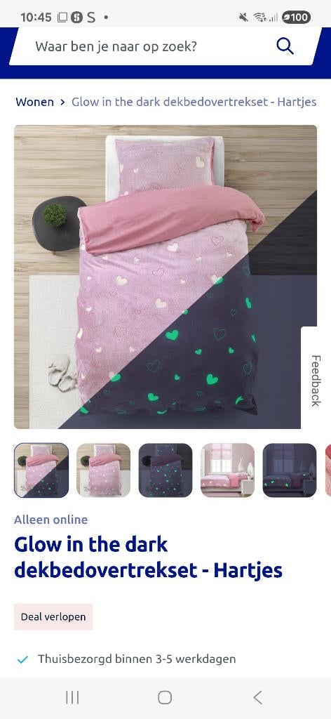 Dekbedovertrek glow in the dark 1 persoon mooie staat, Ophalen, Dekbedovertrek