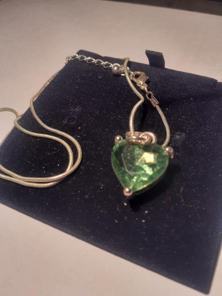 halsketting met aquamarijncristal, Overige materialen, Verzenden, Zo goed als nieuw, Verstelbaar