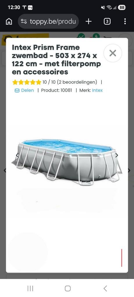 Ovaal intex opzetzwembad 503x274x122 met zandfilterpomp, Ophalen, Ovaal, Opzetzwembad