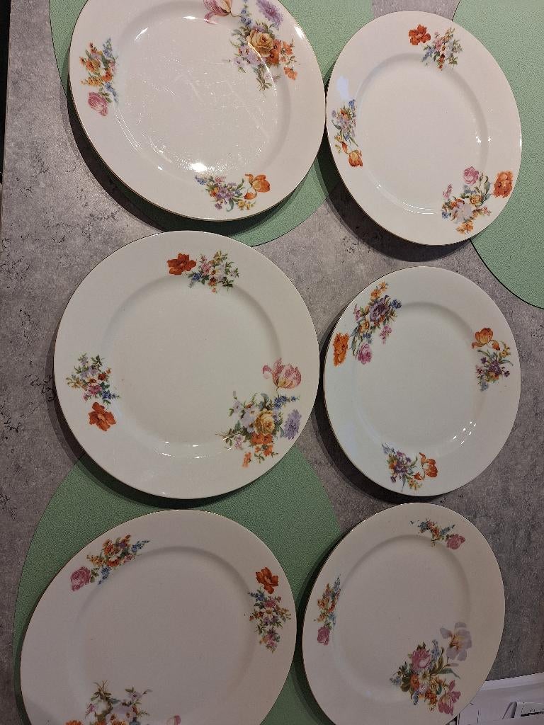 6 vintage borden victoria china voor au bon marché, Enlèvement ou Envoi