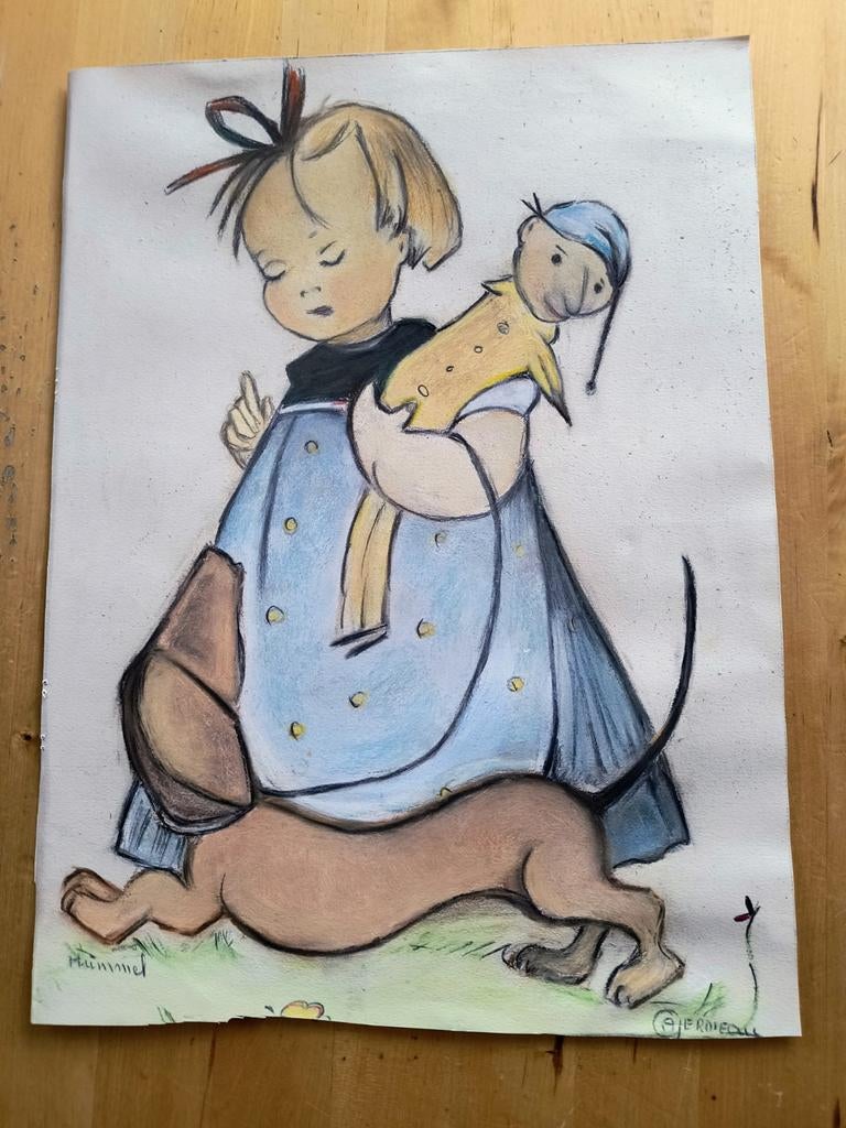 Hümmel Hummel echt of look-a-like, Antiek en Kunst, Kunst | Tekeningen en Fotografie, Ophalen of Verzenden