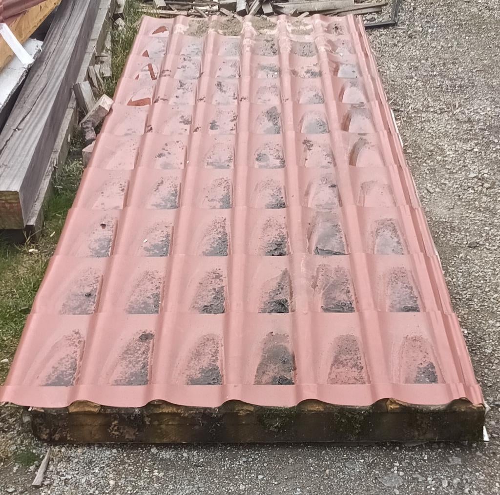 Dakplaat pan structuur terracotta kleur, Ophalen