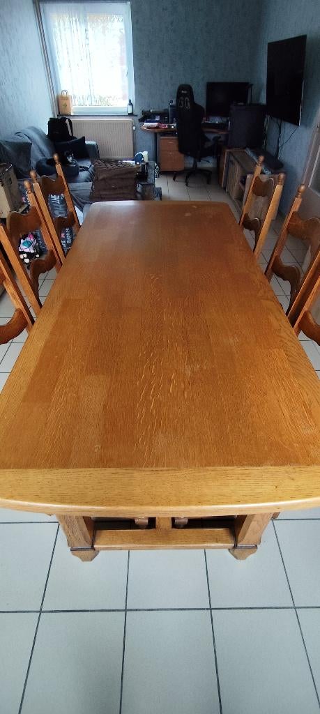 Table salle à manger + 6 chaises, Maison & Meubles, 150 à 200 cm, Cinq personnes ou plus, Enlèvement, Utilisé