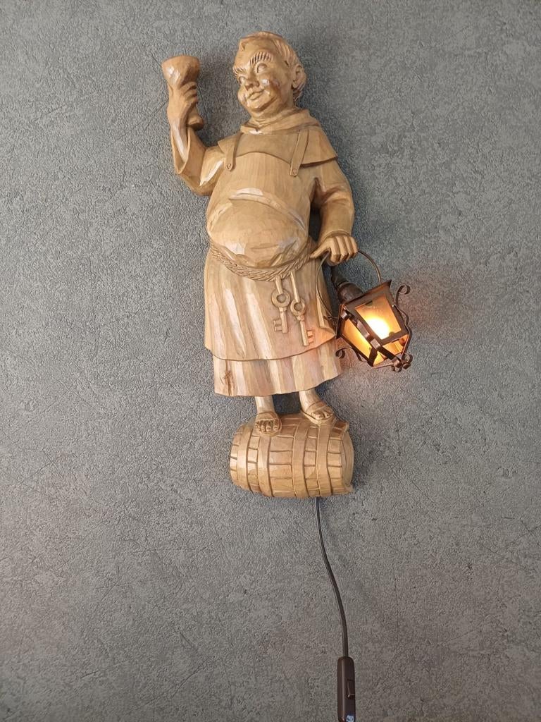 Wanddecoratie beeld van pater met lantaarn, Ophalen of Verzenden