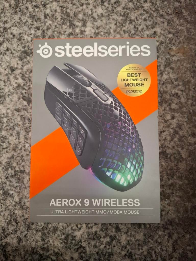 Steelseries AEROX 9 DRAADLOZE muis, Ophalen, Rechtshandig, Muis, Nieuw