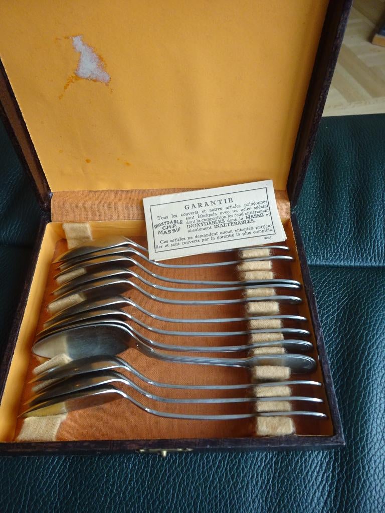 Set van 12 koffielepels in ALPACCA Duits zilver, Ophalen of Verzenden, Zilver