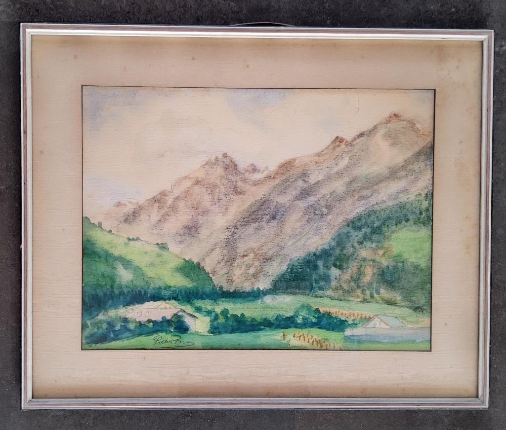 Aquarel Berglandschap door Pieter Pas, Ophalen of Verzenden