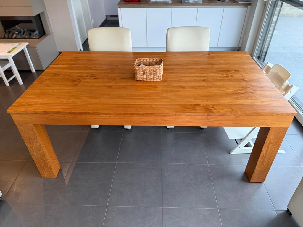 Eettafel + salon tafel massief hout, Maison & Meubles, Cinq personnes ou plus, Enlèvement, Utilisé, Rectangulaire