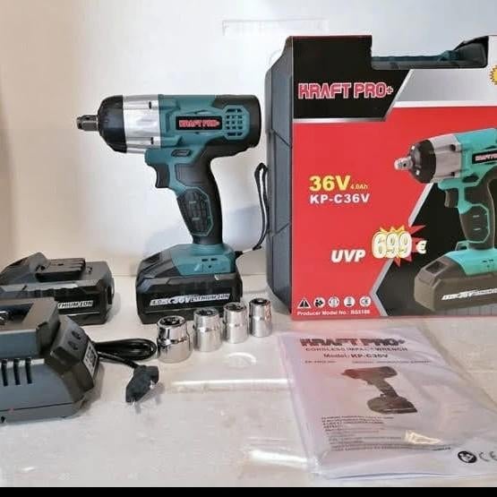 Clé à chocs 36 V 4 A avec 4 prises, 2 piles