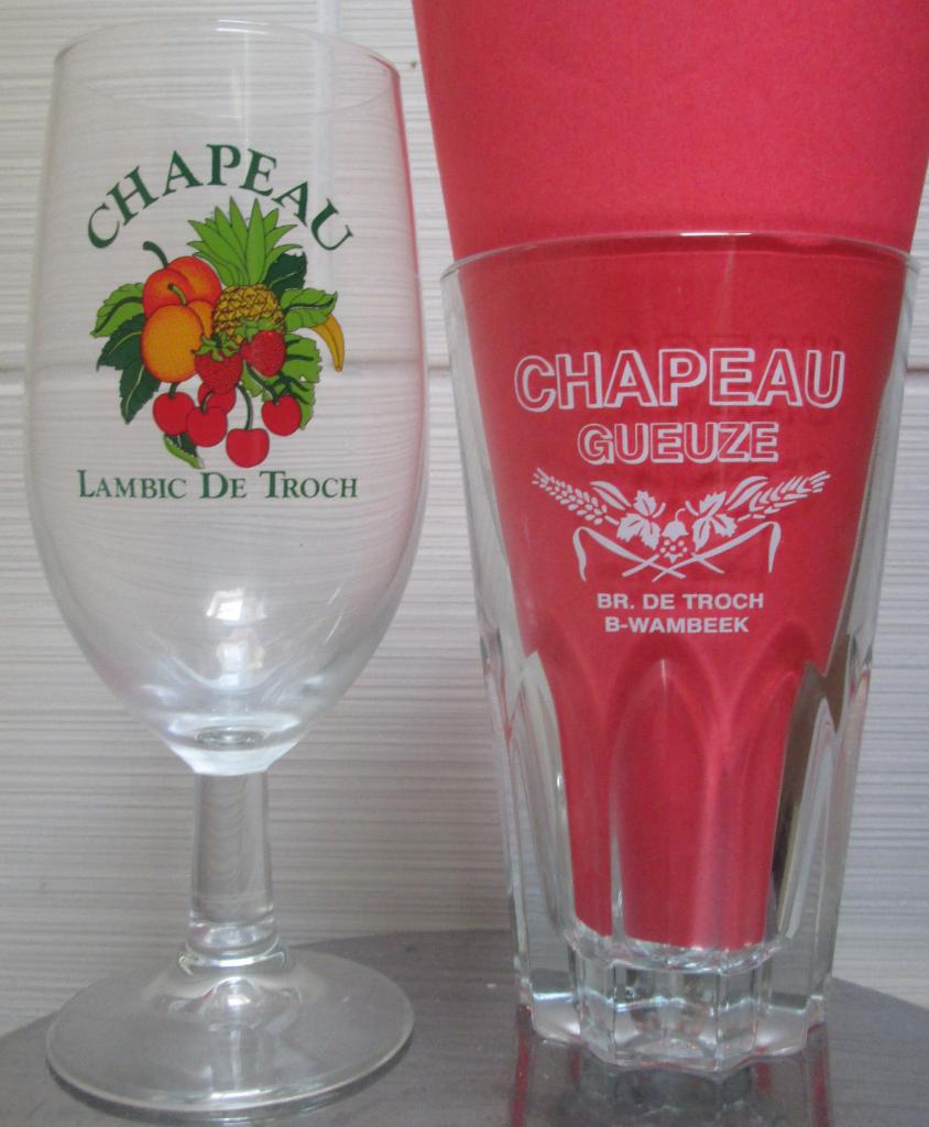 Gueuze/Lambic-glas 'Chapeau' van brouwerij De Troch, Ophalen of Verzenden, Gebruikt, Glas of Glazen, Overige merken