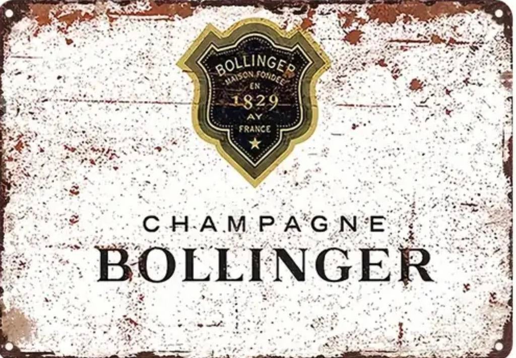 Panneau en métal Champagne Bollinger - vintage mancave, Enlèvement ou Envoi, Comme neuf, Panneau publicitaire