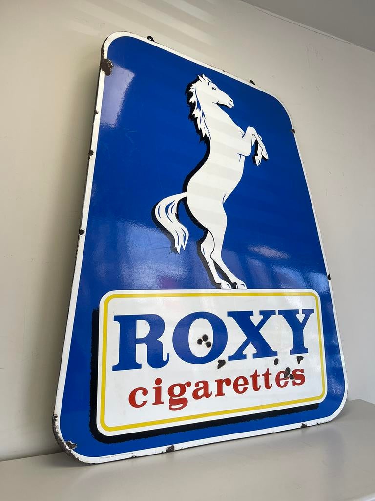 Plaque publicitaire émaillée ROXY XL, Collections, Enlèvement ou Envoi, Utilisé, Panneau publicitaire
