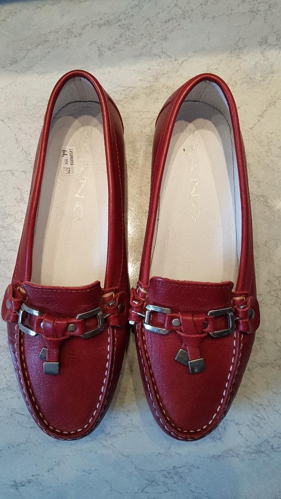 Rode leren damesschoenen, Mano, Zo goed als nieuw, Rood, Ballerina's