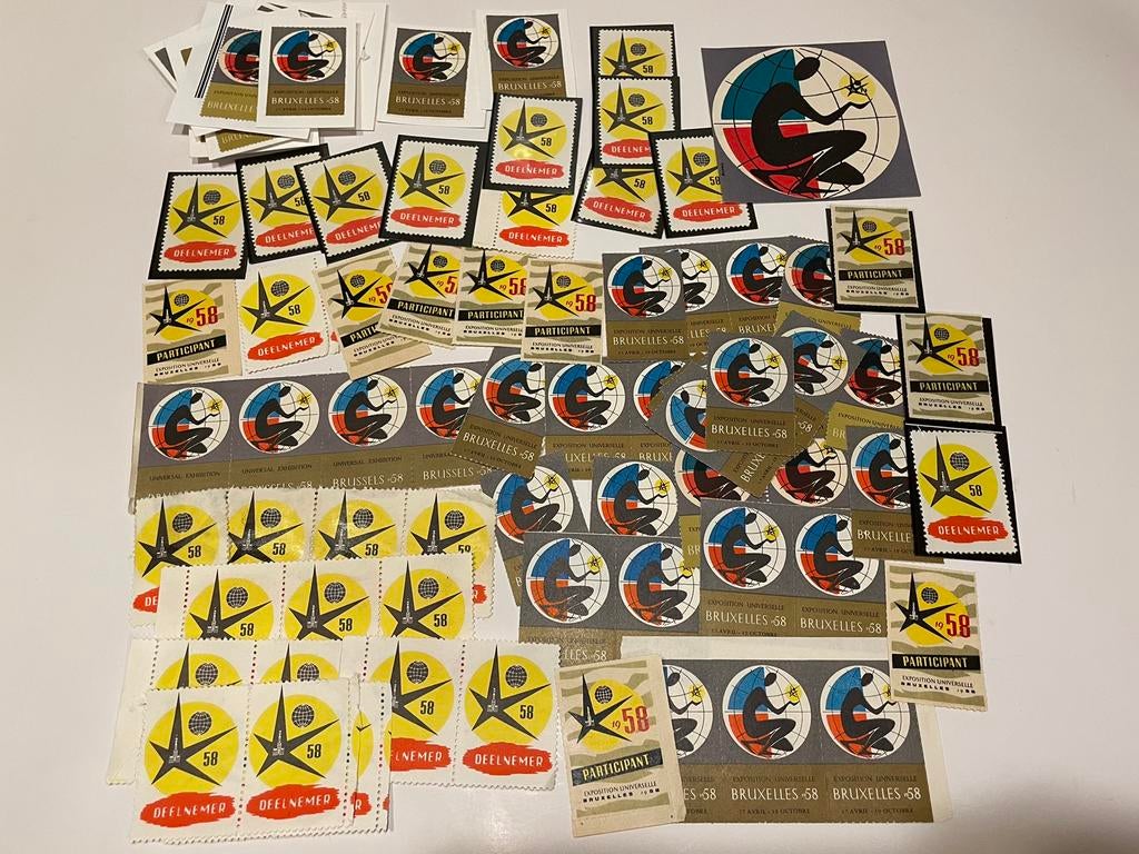 Lot timbres vignettes expo 58, Timbres & Monnaies, Enlèvement ou Envoi