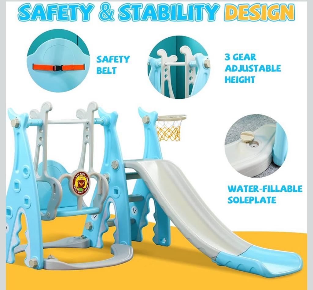 Speeltoestel 3 in 1 Glijbaan en schommel in roze of blauw, Ophalen, Nieuw