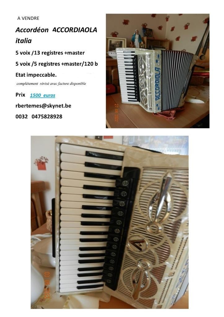accordèon, Accordiola, Enlèvement, Utilisé, Avec bretelles