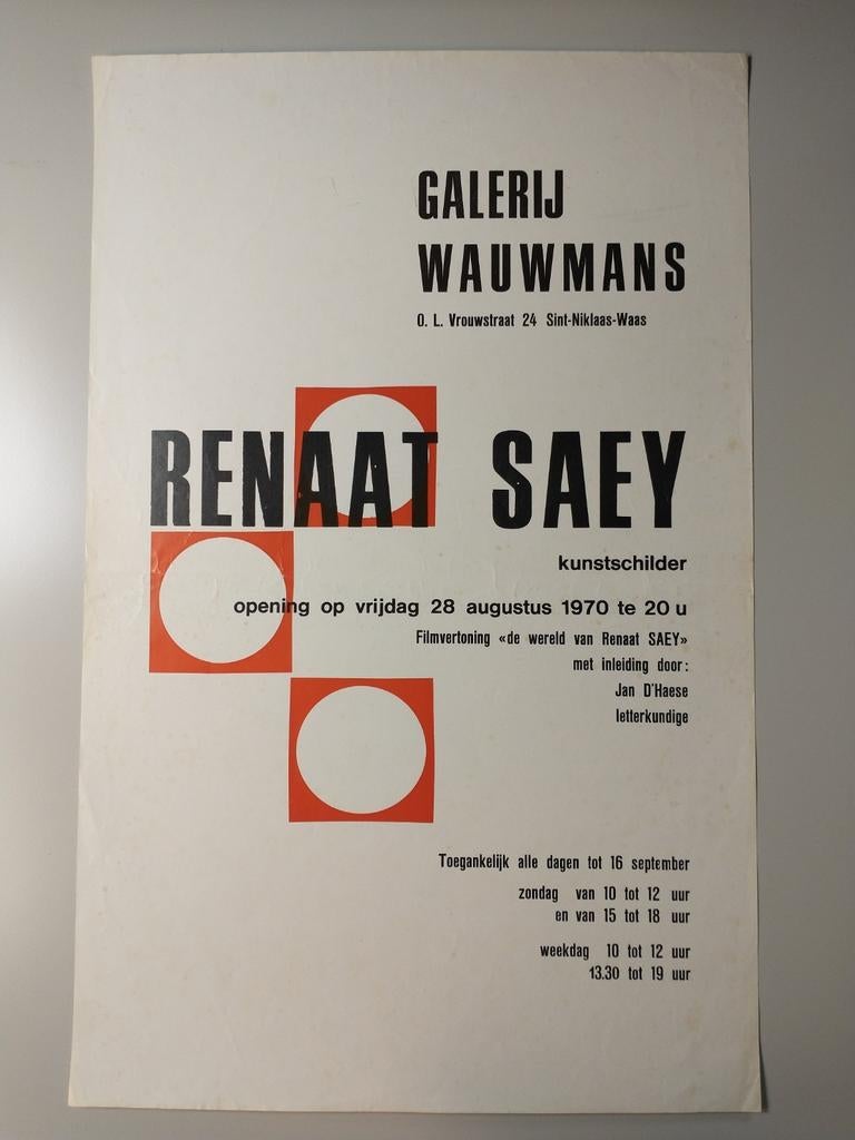 Renaat Saey Galerij Wauwmans 1970 affiche, Enlèvement ou Envoi, Utilisé