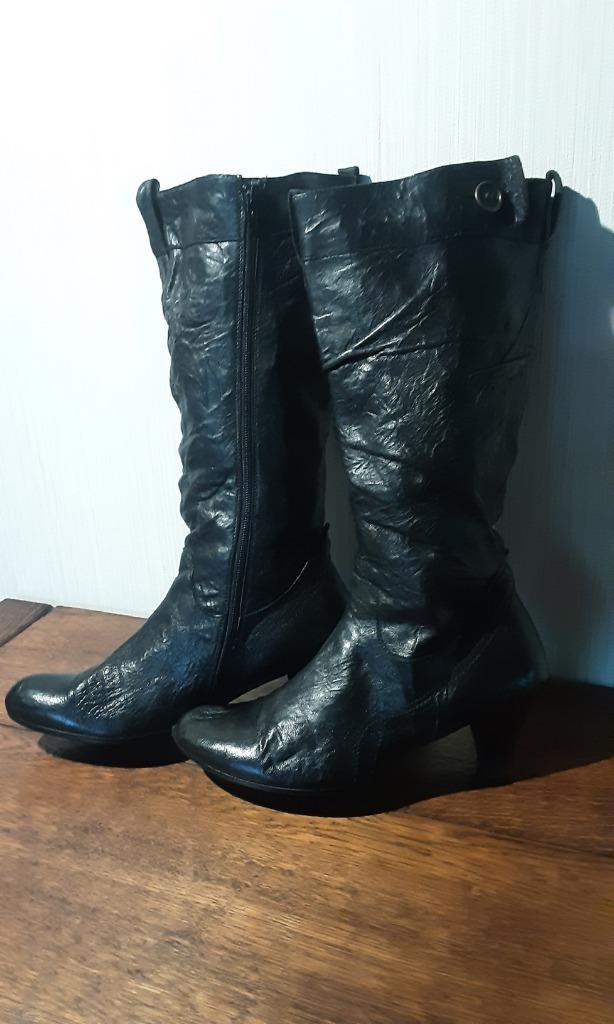 Zwarte lederen hoge laarzen LAURA & KA, ANDERE, Hoge laarzen, Zwart, Ophalen of Verzenden