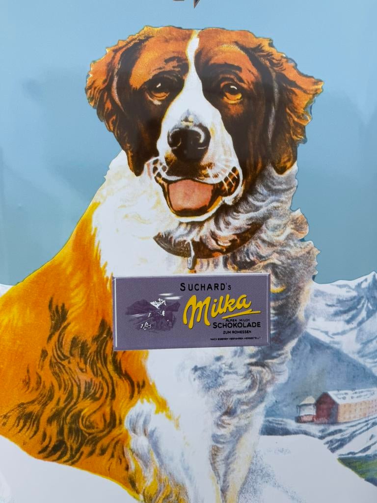 Grand panneau publicitaire en émail MILKA Chocolate, Collections, Enlèvement, Comme neuf, Panneau publicitaire