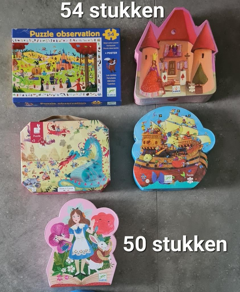 Puzzels 54 en 50 stukken - observation, djeco, janod, Ophalen