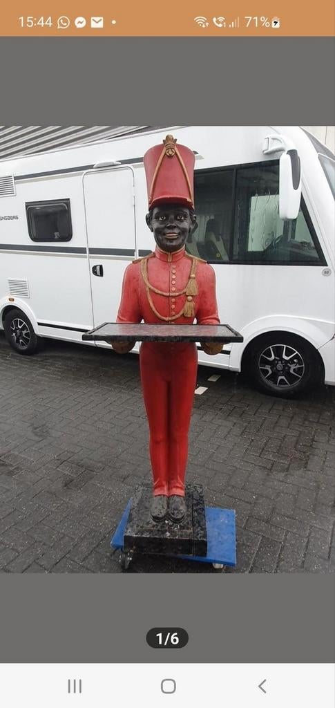 Vintage jaren 70 xl houten vintage butler beeld 1.75 mtr, Ophalen