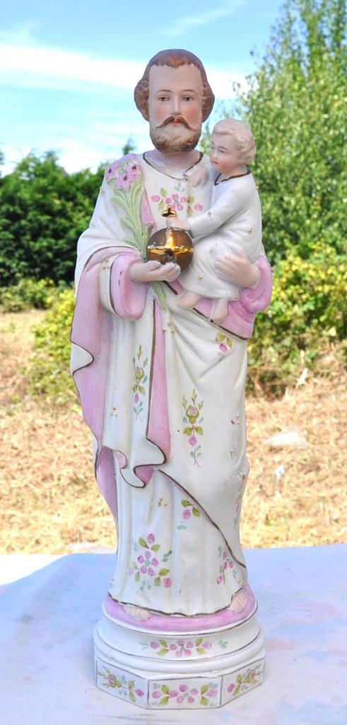 saint joseph a l'enfant en biscuit ng132 (rose), Antiquités & Art, Enlèvement ou Envoi