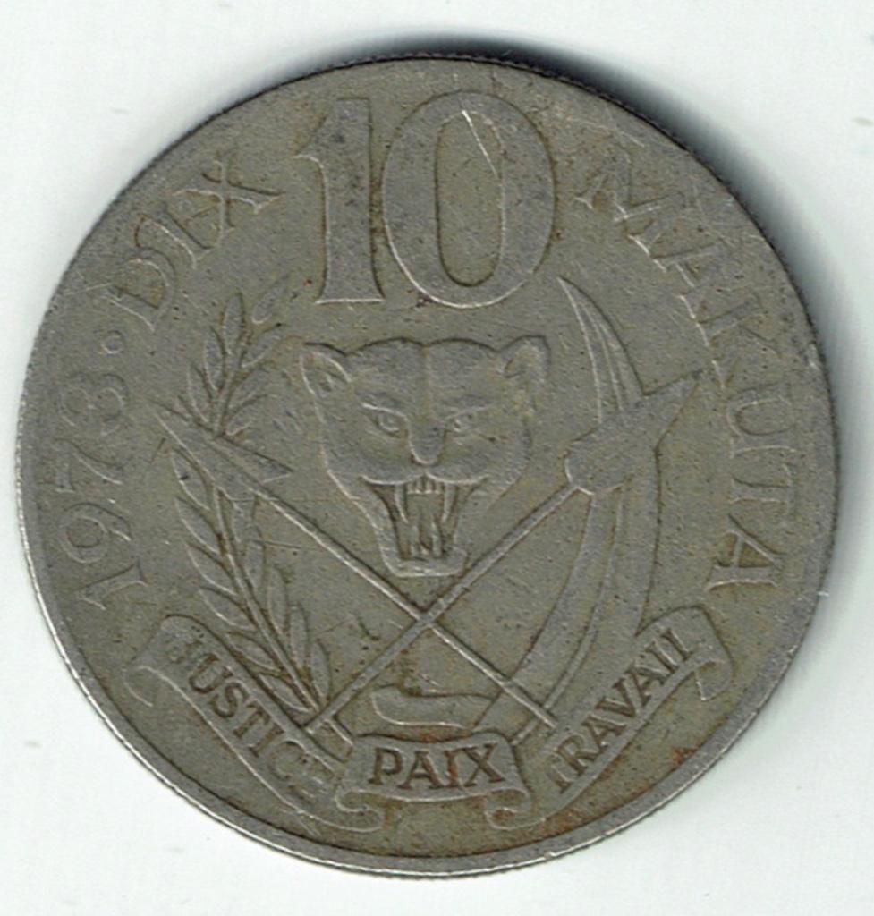 10 Makuta 1973 Zaïre, Envoi, Autres pays, Monnaie en vrac