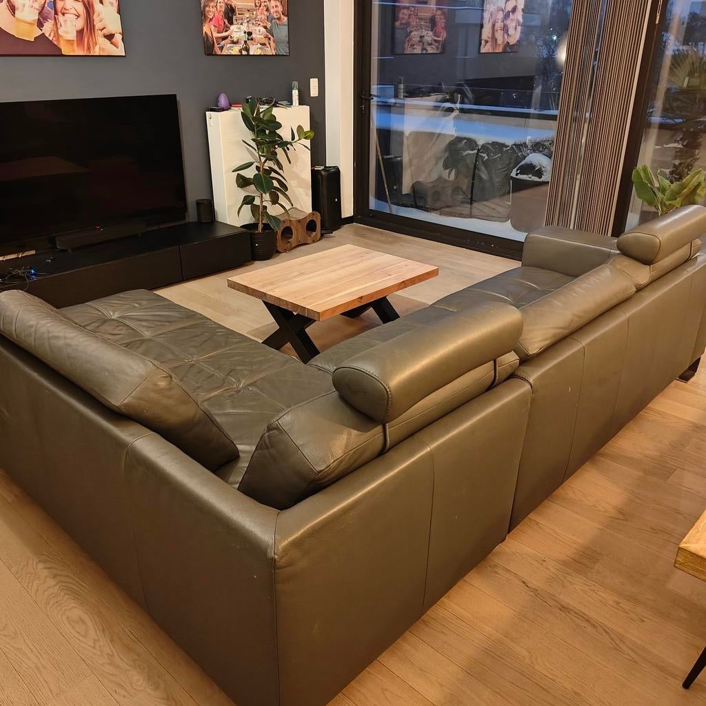 Salon d'angle 8 places, Maison & Meubles, Canapés | Coins salons complets, Utilisé, Cuir, Enlèvement