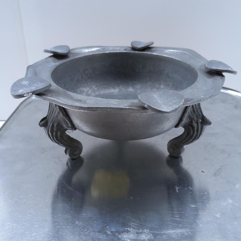 Tinnen asbak., Antiek en Kunst, Ophalen of Verzenden