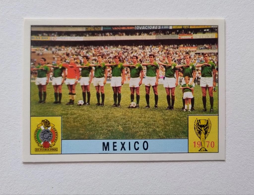 70 Panini Mexico 70 - Team Mexico - zwart/groene achterkant, Ophalen of Verzenden