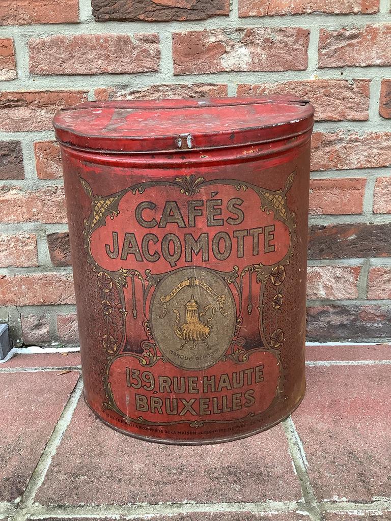Oud Jacqmotte reclame koffieblik (Brussel), Verzamelen, Ophalen of Verzenden, Gebruikt