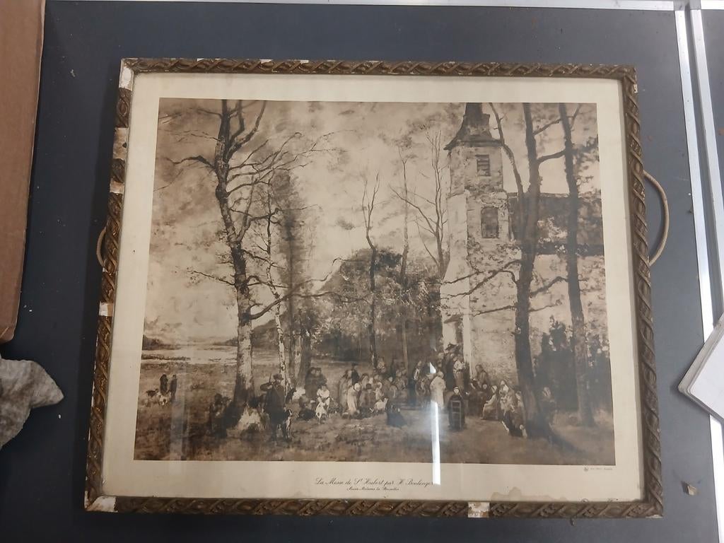 Prent " la messe de st. Hubert par H.Boulenger, Ophalen, Prent