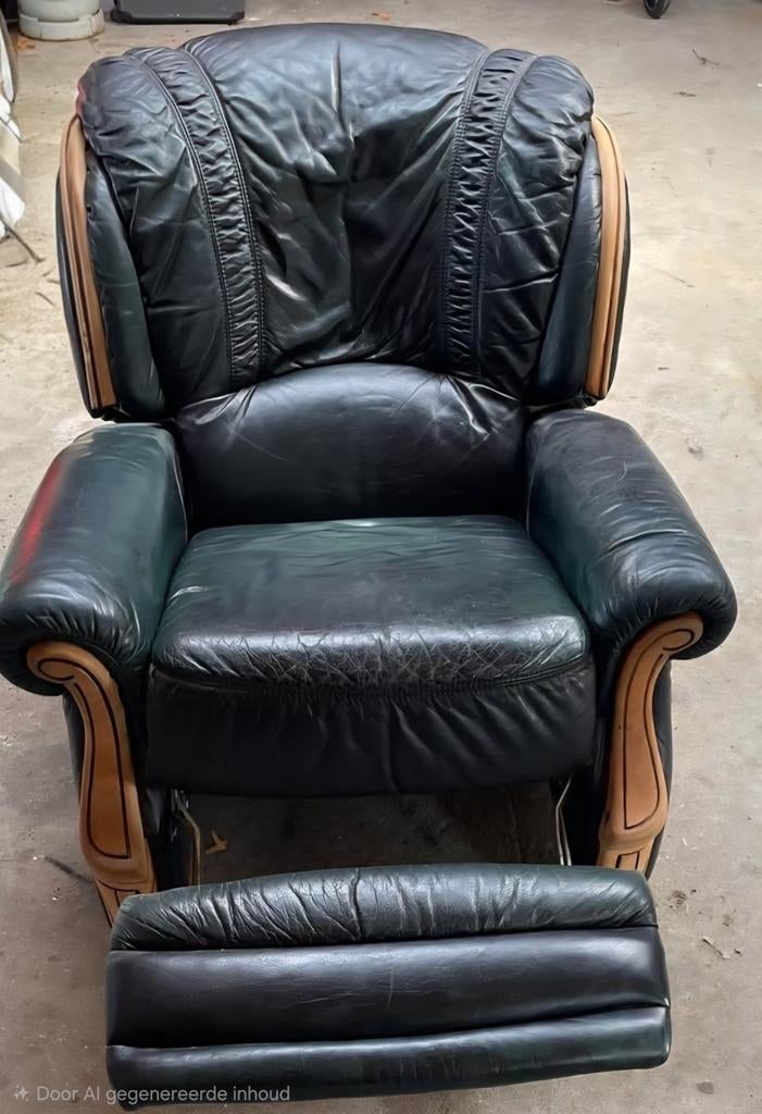 Lederen relax, Huis en Inrichting, Ophalen, Hout