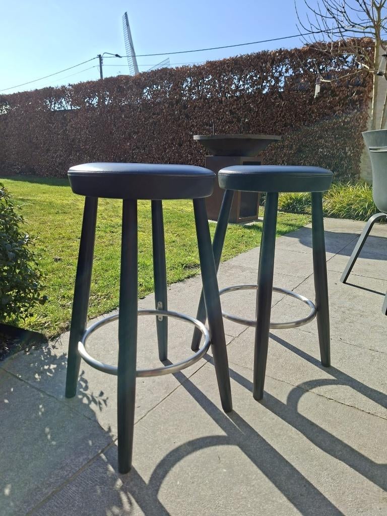 Carl Hansen & Søn CH58 barkruk, Huis en Inrichting, Ophalen, 60 tot 90 cm, Zo goed als nieuw, Leer