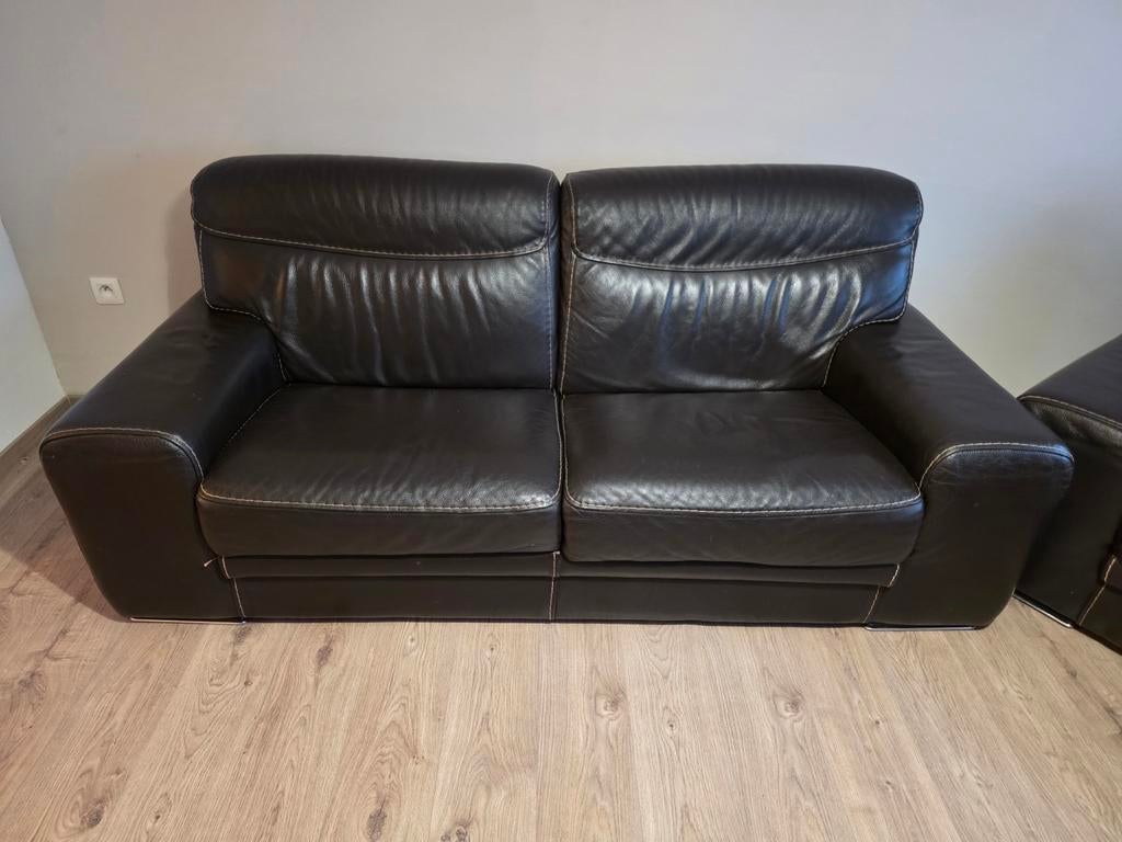 3-delige leren zetel sup kwaliteit, Huis en Inrichting, Ophalen, Leer