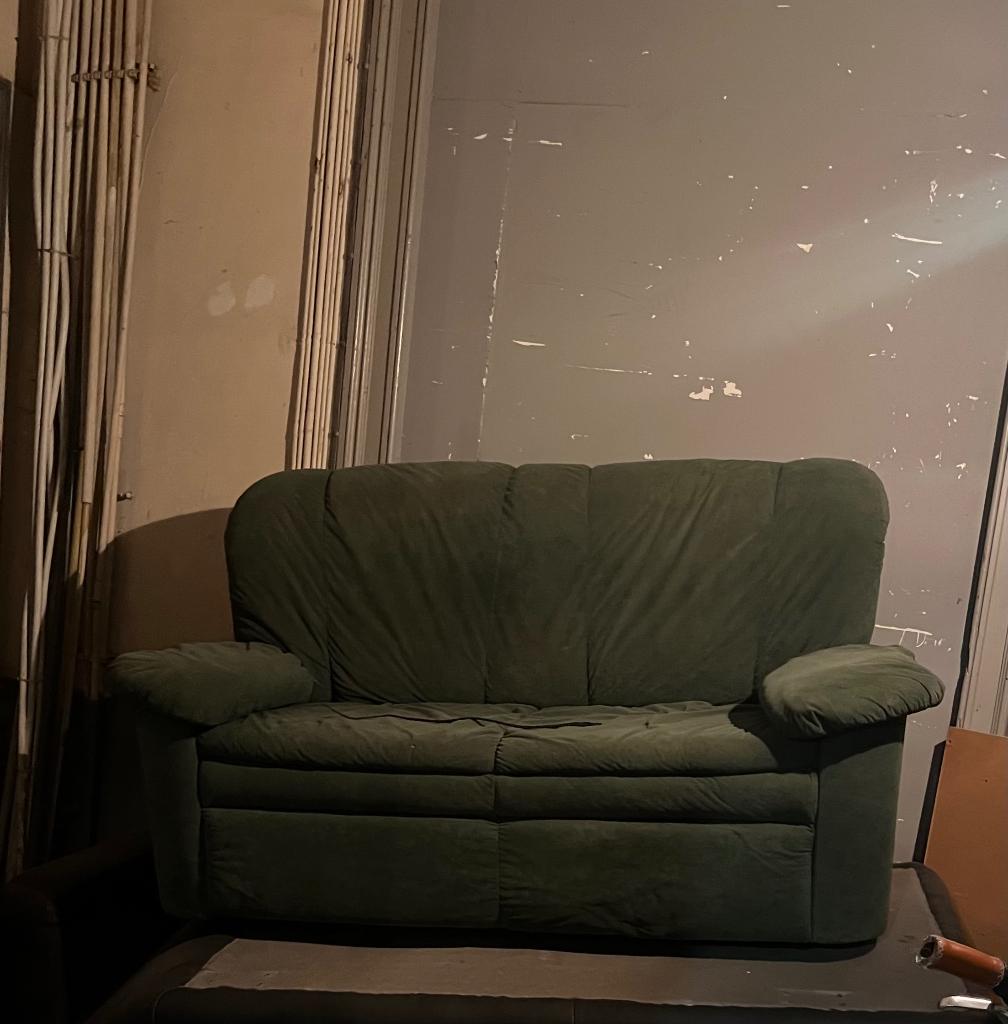 Canapé en Daim Vert 2 personnes, Ophalen, Gebruikt, 150 tot 200 cm, Tweepersoons