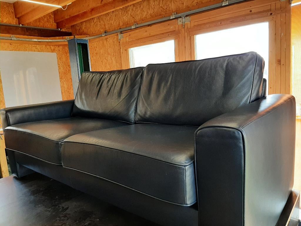 Leren zetel Hans Kaufeld (marineblauw), Huis en Inrichting, Zetels | Zetels, Ophalen, Gebruikt, 150 tot 200 cm, Tweepersoons