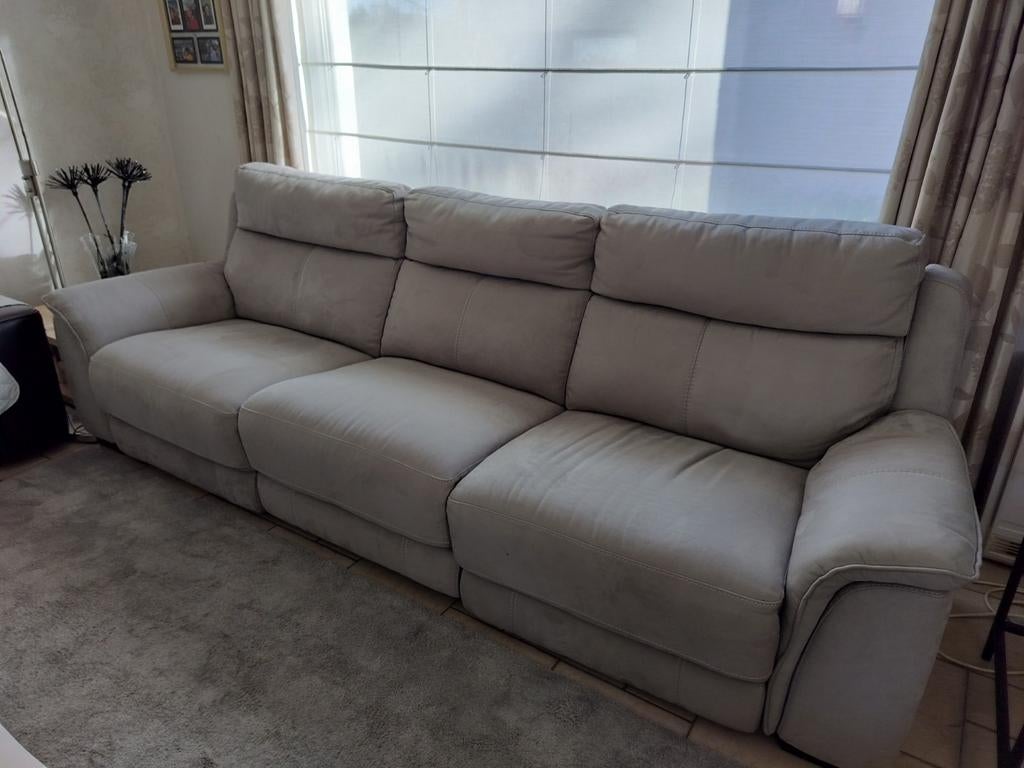 3zit zetel alcantara zilvergrijs met 2 x relax functie, Huis en Inrichting, Ophalen, Zo goed als nieuw, Leer